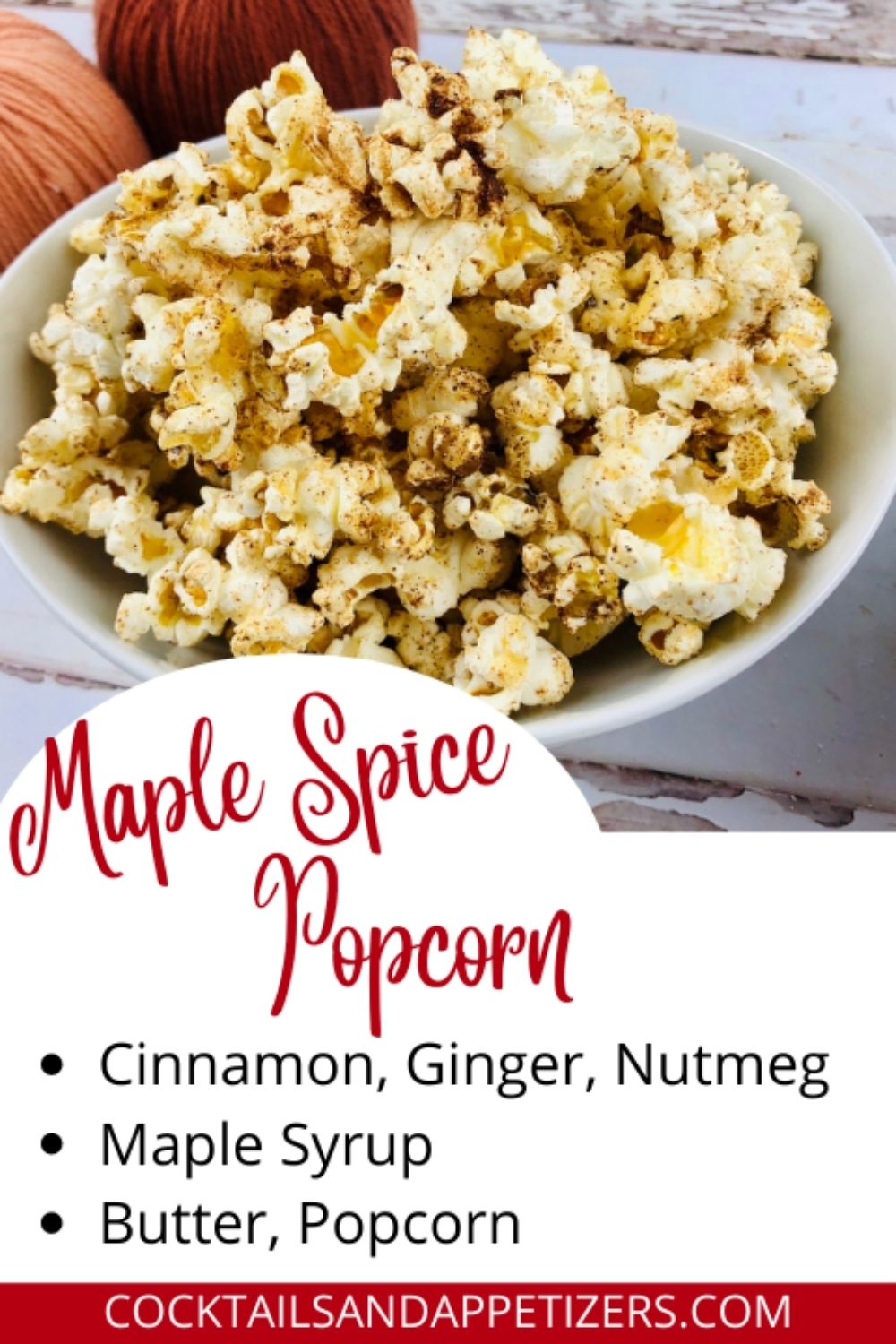 Maple Spice Popcorn in a bowl ready to eat