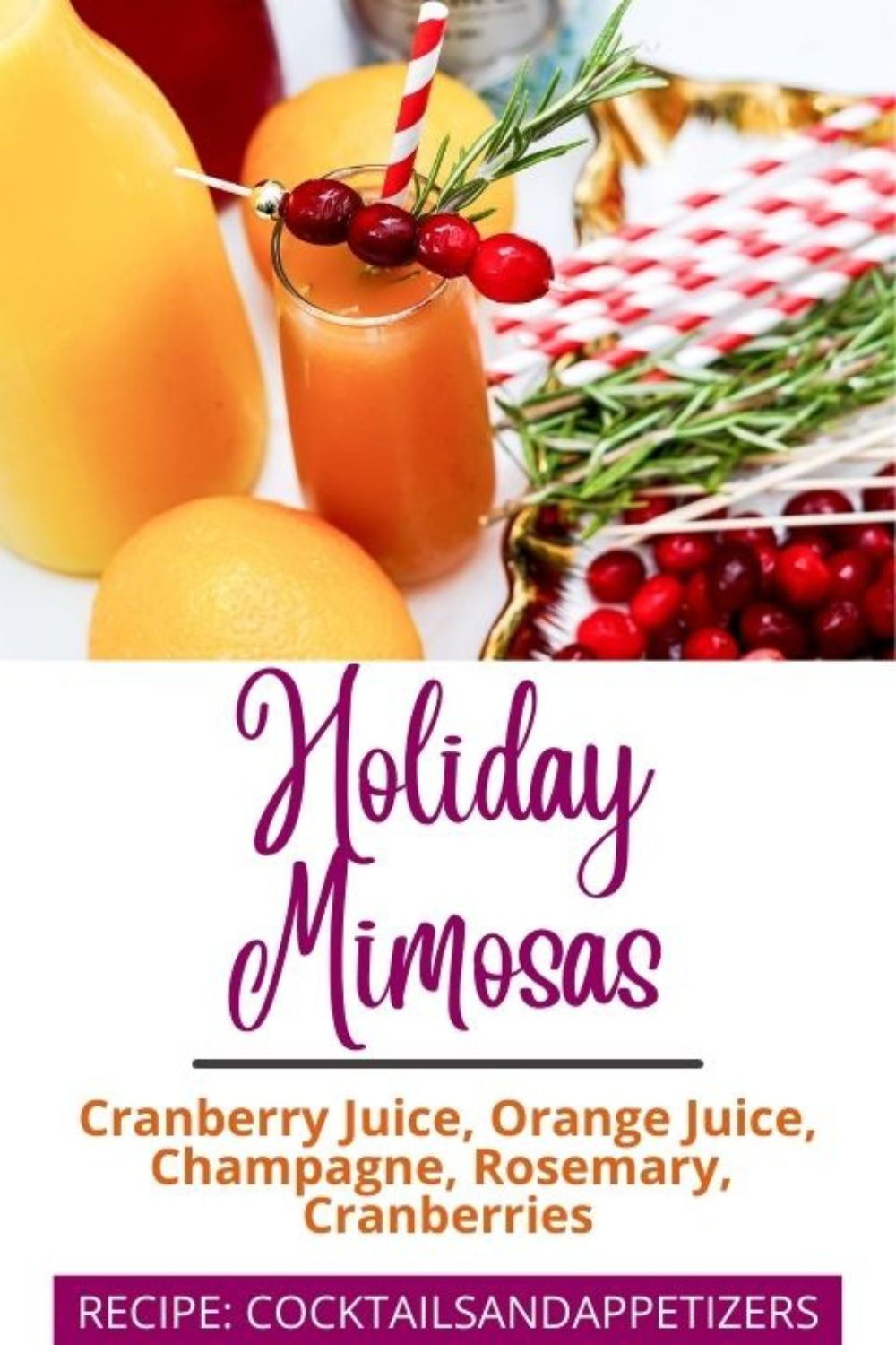 Holiday Mimosa garnished with cranberries