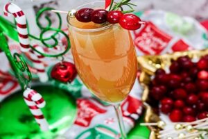 Christmas Mimosa with Cranberry and Rosemary