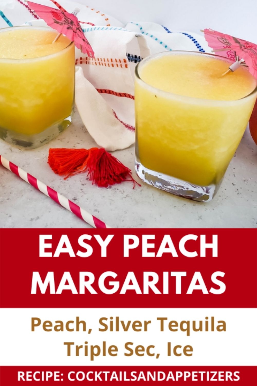 Frozen Peach Margaritas in cocktail glasses