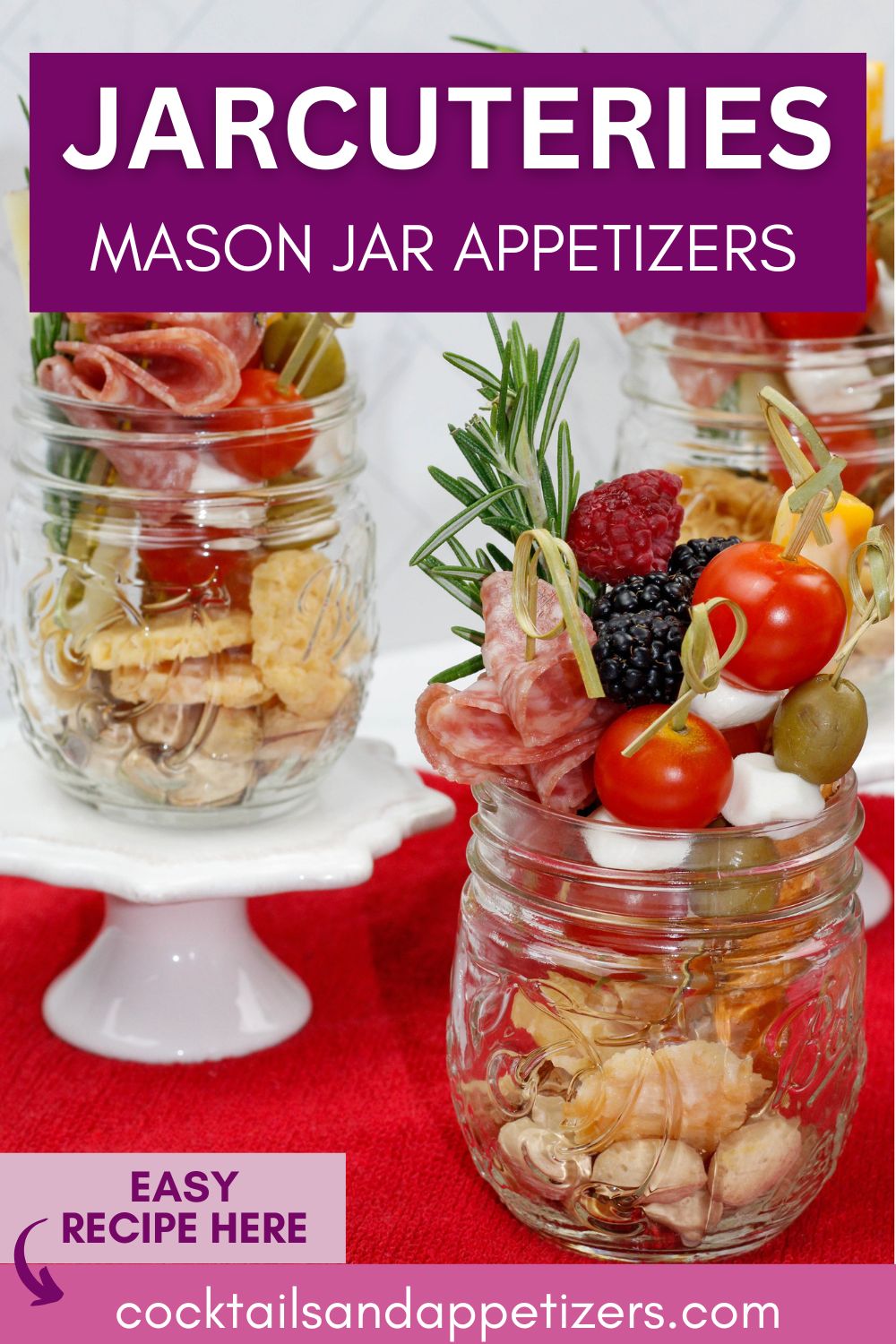 Jarcuterie appetizers in mason jars