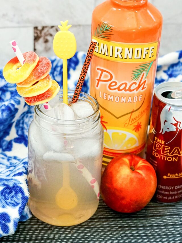 Spiked Peach Red Bull Cocktail