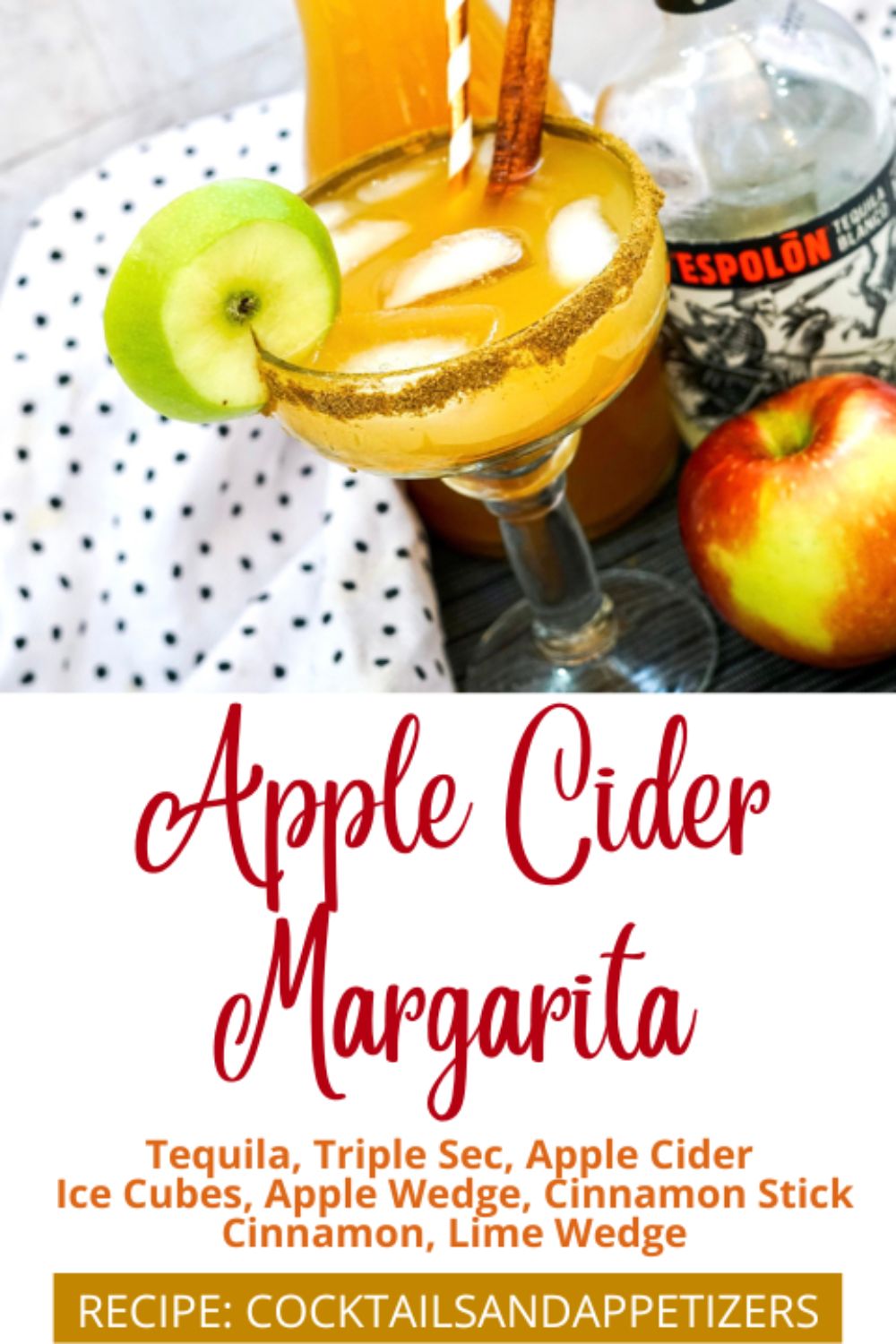 Apple Cider Margarita with an apple slice garnish
