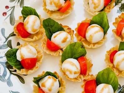 Caprese Bites on a serving platter