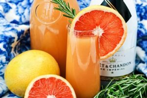 Ruby Red Grapefruit Mimosa in a glass