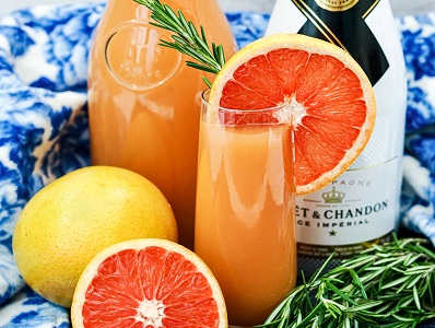 Ruby Red Grapefruit Mimosa in a glass