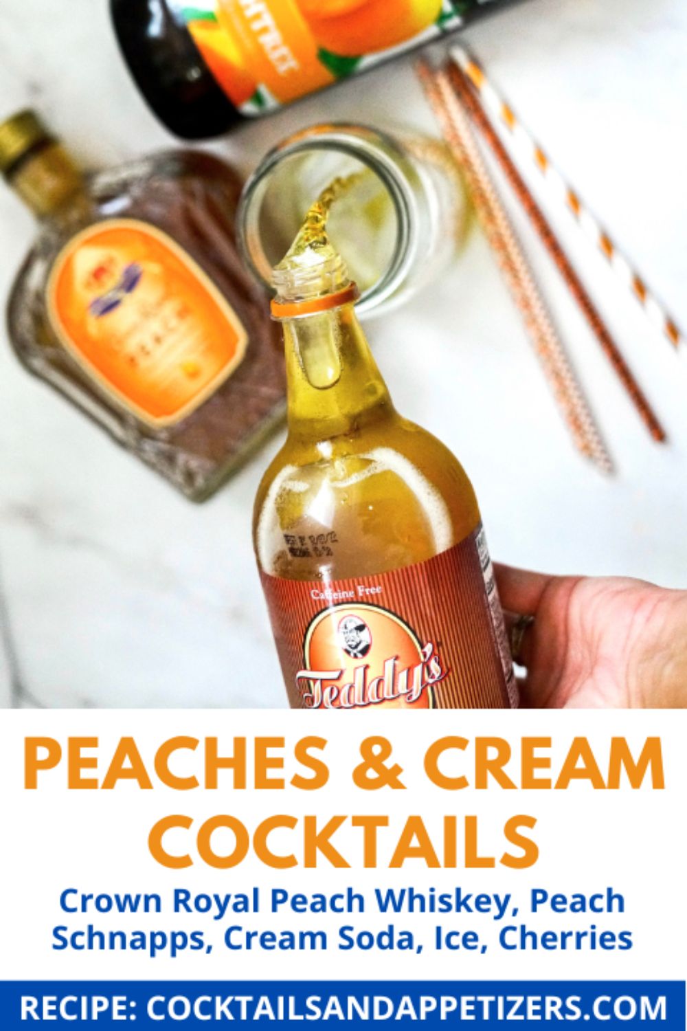 Peaches and Cream Whiskey cocktail being made