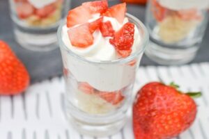 Strawberry Shortcake Shooters with fresh whole strawberries