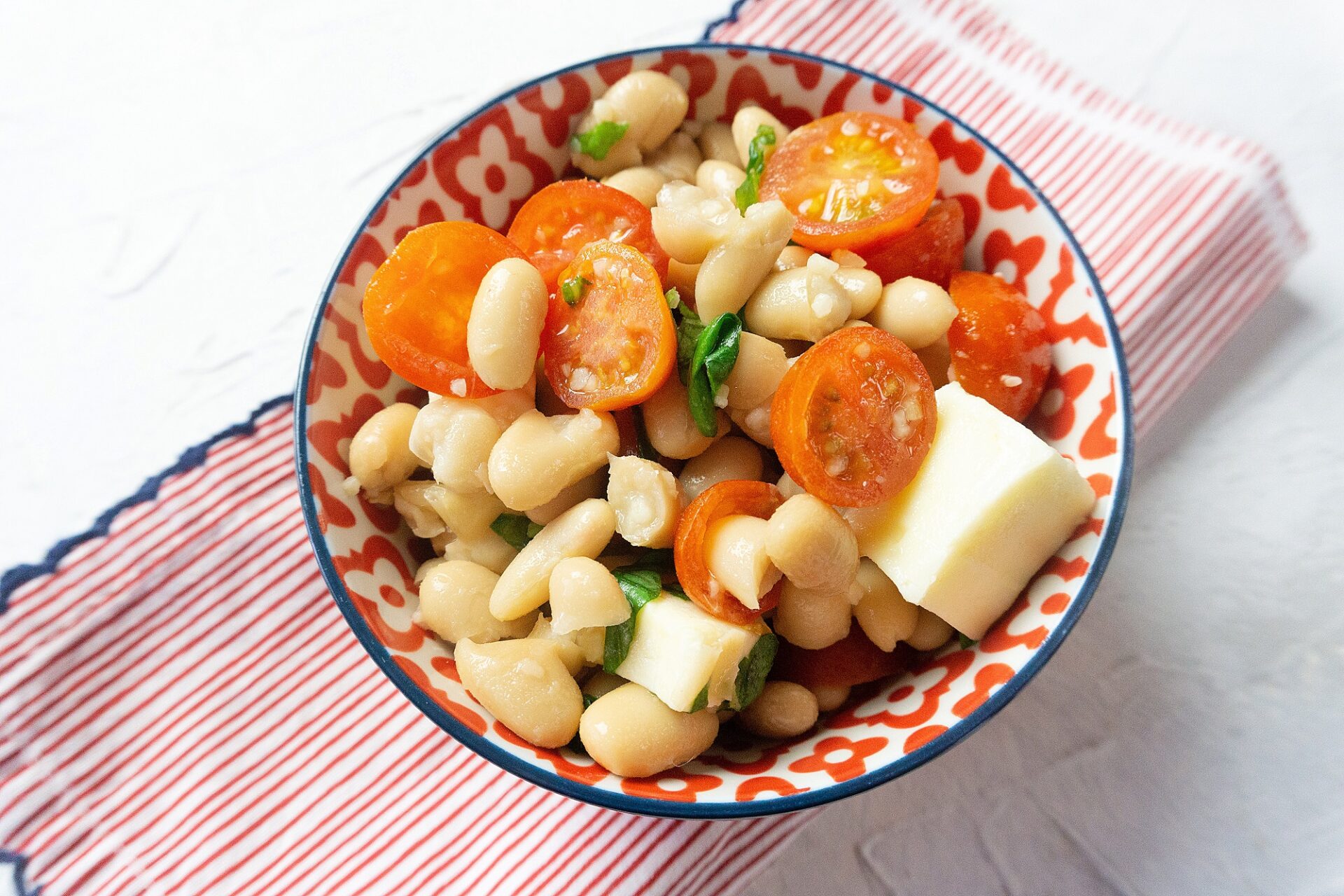 Cannellini bean salad in a bowl.