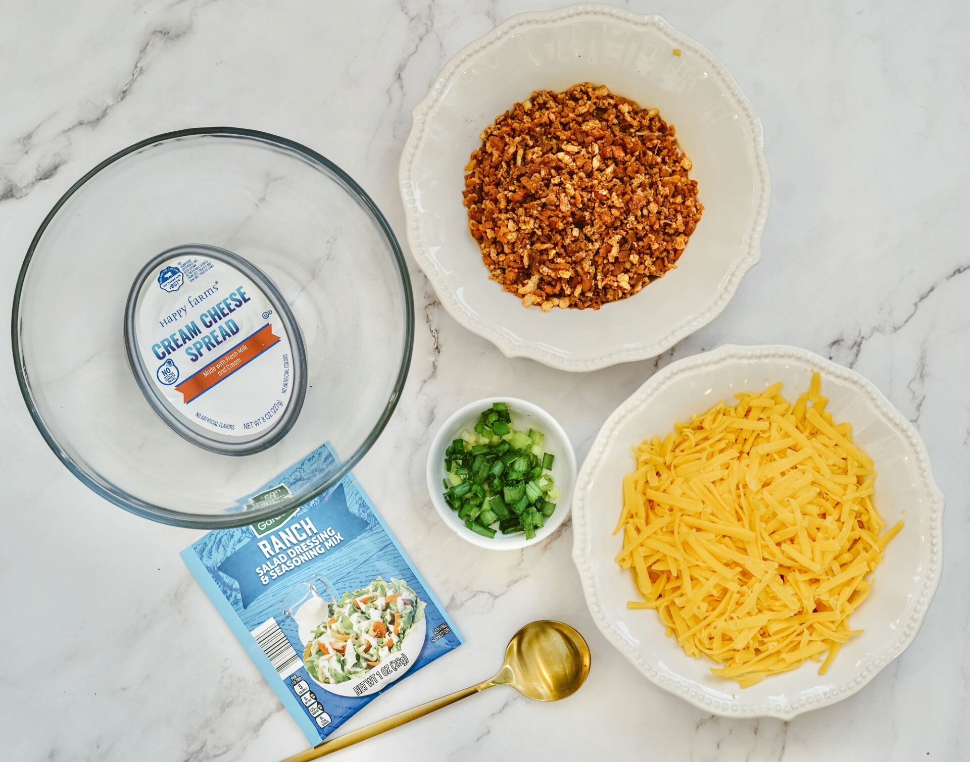 Bacon ranch cheese ball ingredients.