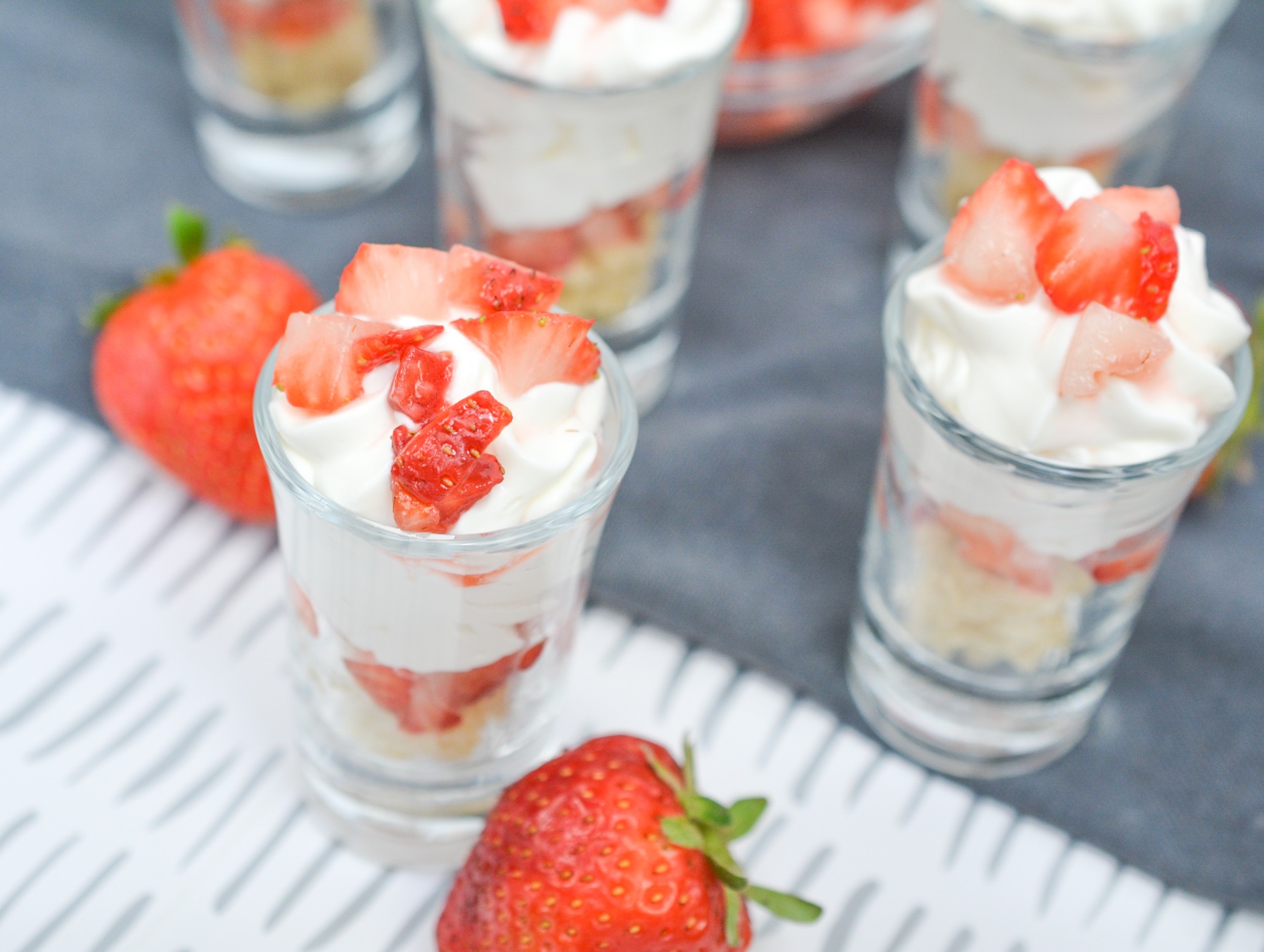 Keto Strawberry Shortcake Mini Desserts on a table.