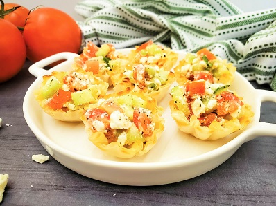 Mediterranean Feta Bites on a platter for serving