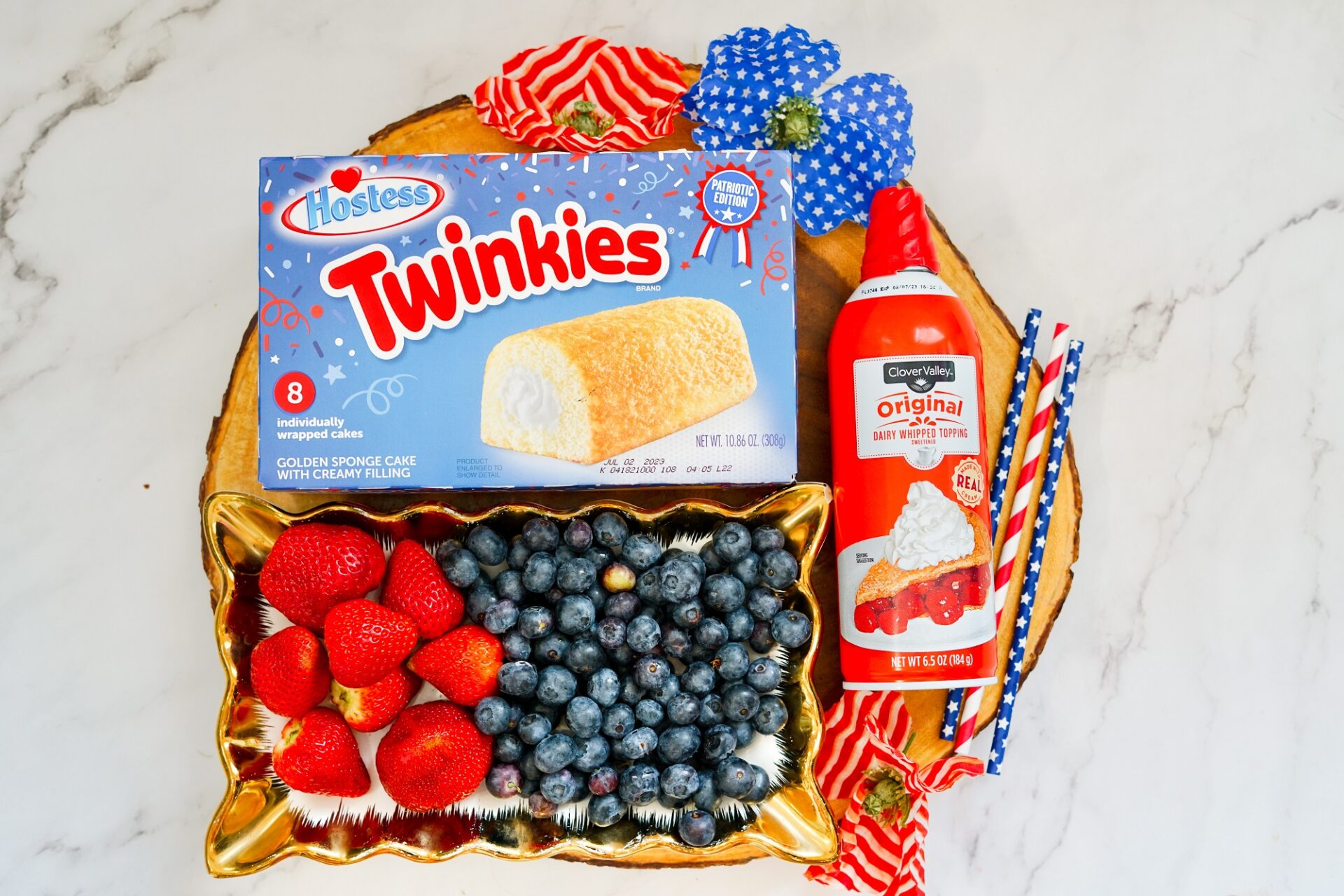 Ingredients for fruity twinkie cake dessert cups.