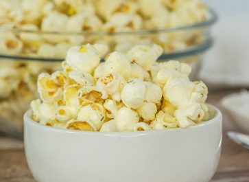 Salt and Vinegar Popcorn sitting in a small bowl.