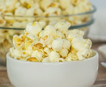 Salt and Vinegar Popcorn sitting in a small bowl.