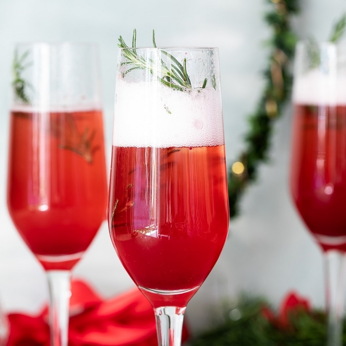 Ginger Cranberry Poinsettia Cocktails